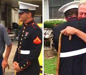 Veteran who hasn’t seen Marine grandson in years gets a special gift on his birthday