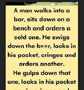 A man walks into a bar sits down