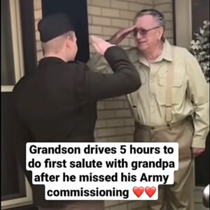 Soldier Makes 5-Hr Drive To Get Salute From Grandfather Who Couldn’t Attend Ceremony.