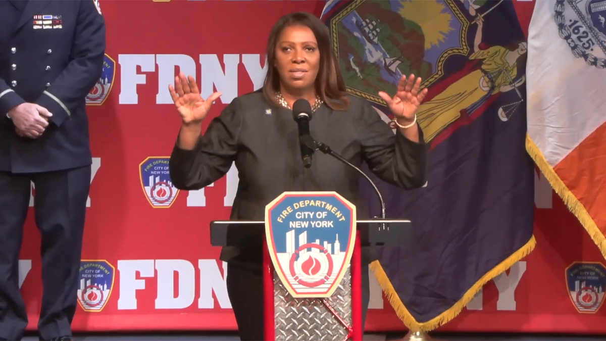 Letitia James Gets Drowned Out By Firefighters Chanting ‘Trump’ During FDNY Speech