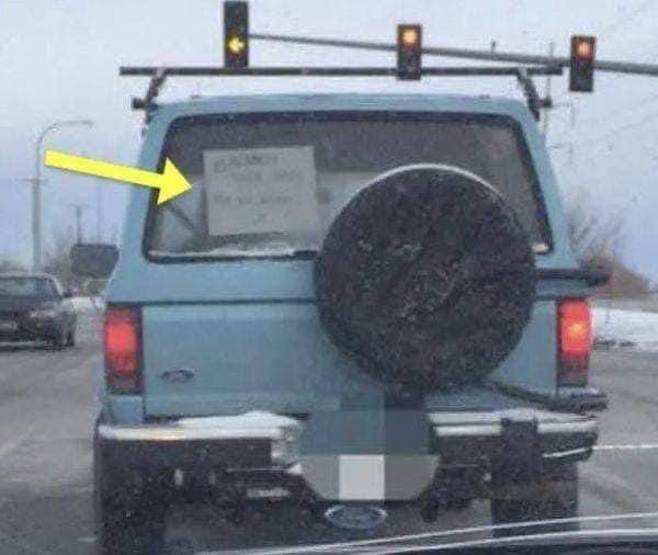 Frustrated Mom Gets Stuck Behind Slow Car, Takes Picture Of Sign On Their Window