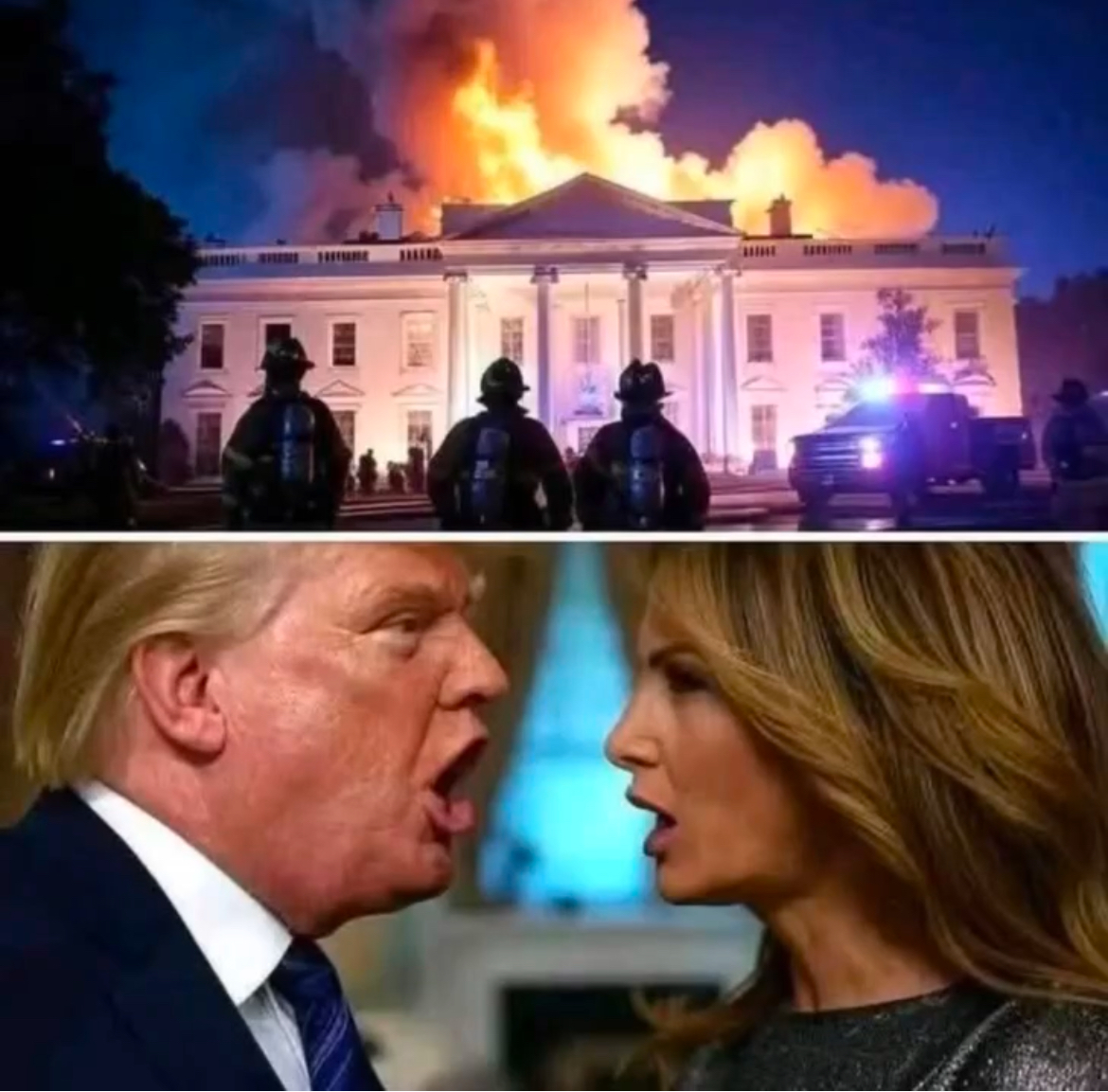 30 Minutes Ago: U.S President Donald Trump and First Lady Melania Are On The Run as White House is Engulfed in Flames Moments ago, sending thick plumes of smoke into the skies above the nation’s capital